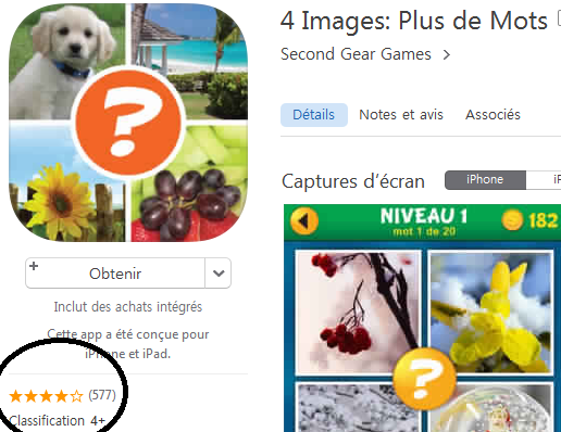 4 images plus app store note