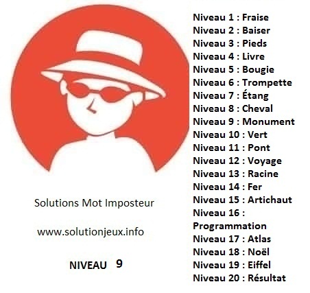 Solution-Mot-Imposteur - Niveau 9